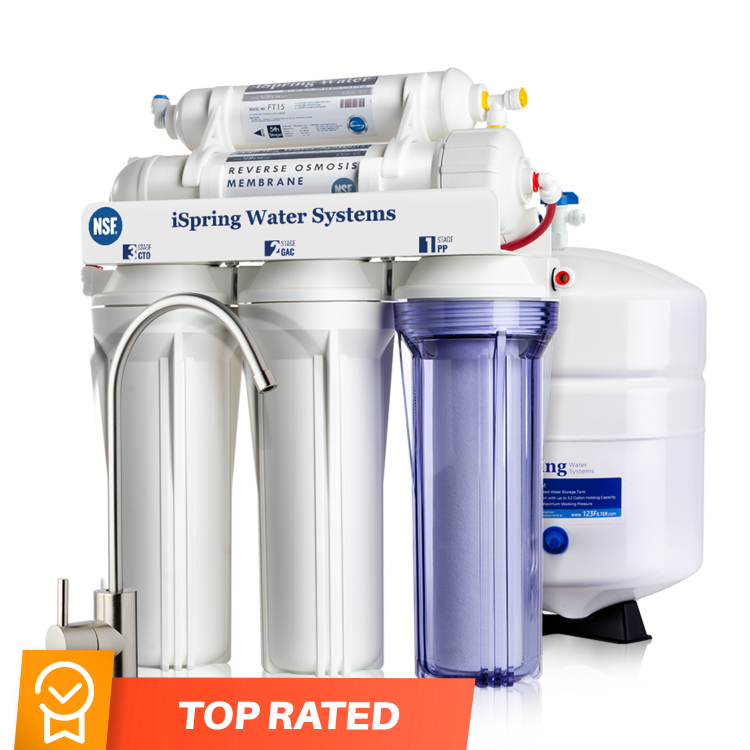 iSpring RCC7 5-Stage Under Sink Reverse Osmosis Water Filter System, 75 GPD, NSF Certified